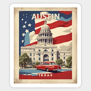 Austin Texas United States of America Tourism Vintage Poster Sticker